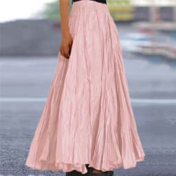 Women Long Skirt High Waist Stretch Solid Color Pleated Skirt Women Faldas Vintage Fold Large Swing Casual Maxi A-Line Skirt