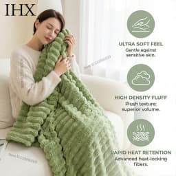 IHX Solid Color Imitation Rabbit Plush Milk Plush Thickened Thermal Leisure Home Blanket Office Nap Blanket, Custom Blanket Size