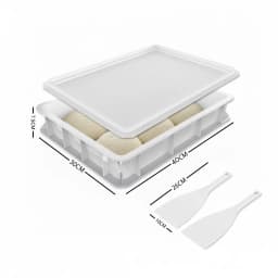 Plastic Pizza Dough Proofing Box 40x30cm Kit with 2 Dough Scraper Cutter - Stackable Fermentation Container for Homemade Pizza