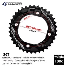PROWHEEL MTB Sprocket 104/64BCD Double Sprockets 26T 28T 36T 38T Mountain Bike Chainring 10S/11S Compatible MTB Crankset