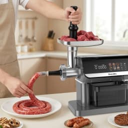 BioloMix 1600W 6-in-1 Meat Grinder – Touch Screen Presets, Auto-Reverse, Perfect for Grinding, Sausage and Kibbe Making