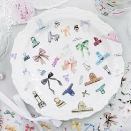 Journal GO 4.5cmx2m Cute Clips Ribbon Bow Patterned Tape Sticker for Collage Junk Journal Craft diy Scrapbook decor Masking Tap