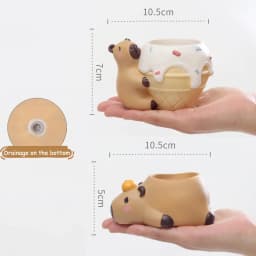 Cute Capybara Small Plant Pot Resin Succulent Planter for Home Office Desk Mini Ornament Fairy Garden Flowerpot Decoration