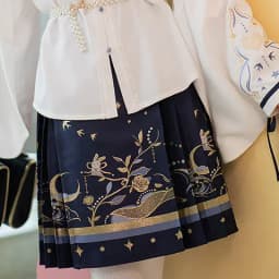 Chinese Style Improved Ming Dynasty Exquisite Printed Horse-face Skirt Women High Waist All-match Pleated Mini Horse-face Skirt