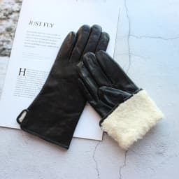 Women's Winter Thickened Sheepskin Gloves Lamb Fur Lining Leather Warm Fashion Motorcycle Riding Gloves Cold-Resistant Driving G