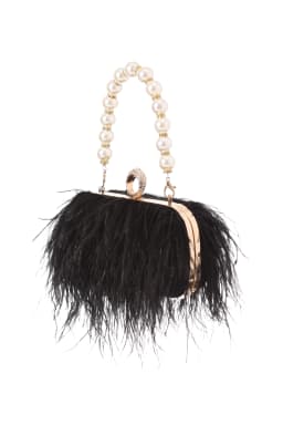 Luxury Real Ostrich Feathers Handbag Pearl Tassel Evening Bags Women's Pouch Purse Pink Green Diamond Clutch Party Messenger Bag