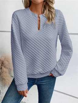 Casual Patchwork Slim Fit Hoodie with Regular Sleeve Elegant Commuter Mid Length Pullover Autumn Long Sleeve V Neck Women Hoodie