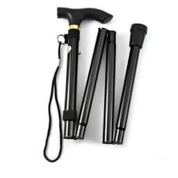 Folding Walking Cane Lightweight Adjustable Portable Travel Walking Stick with Wrist Strap Rubber Tip Blue Black for Daily Trips
