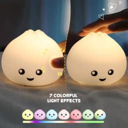 GGbingo Sleeping Light Rechargeable Steamed Bun Night Light Silicone Cute Eye-Protective Lamp Light for Bedroom Ambient Light