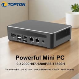 Topton Gaming Mini PC Core I9 12900H I7 1280P I5 Thunderbolt 4 NAS Computer Windows 11 2*2.5G LAN 2*DDR4 2*NVMe SATA 4*4K WiFi6