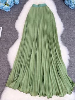 Polka Dot Print High Elegant A-line Pleated Long Skirt For Women 2025 Spring autumn Office Lady Casual Leopard Skirts