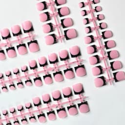 150Pcs Short Square Black French Tips Fake Toenails Matte Nude Pink Press On Toe Nails for Summer Daily Wearable False Toenail T