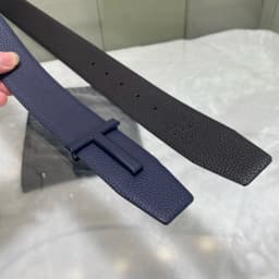 Double-Sided Leather Belt with Letter Buckle T-Shaped Men's Fashionable Genuine Leather Belt Stylish Men's Belt Workwear