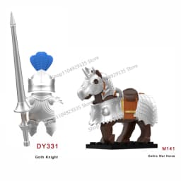 Medieval Military Castle Black Hawk Knight Building Blocks Gothic Cavalry Armor Shield Axe Soldier Figure Accessories Bricks Toy