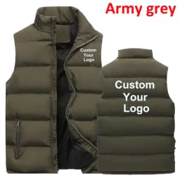 Fashion Men's Custom Your Logo Casual Jacket Fashionable Warm Down Vest Slim Fit Sleeveless Thicken Stand Collar Vest Jacket