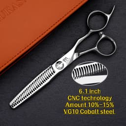 MURASAKI 6 inch Professional CNC Thinning Scissors,Made by Japanese VG10 Steel Barber Scissors,Top-level Hair Cutting Machine