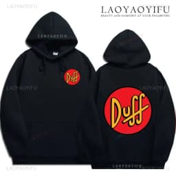 The Simpsons Duff Beer Circle Logo V2 Hoodie Funny Retro Street Fashion Men's Gift Long Sleeve Design Printed Family Pullover