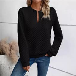Casual Patchwork Slim Fit Commuter Hoodie with V Neck Regular Sleeve Long Sleeve Women Sweatshirt Autumn Mid Length No Hood