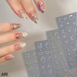 1/4 PCS 3D Metal Silver Golden Starburst Nails Stickers Manicure French Nail Art Decoration Decal Y2K Nail Art Tips Nail Charm