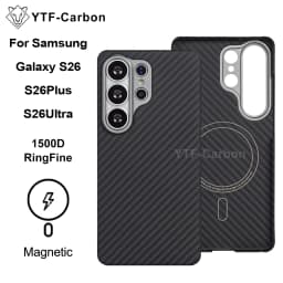 YTF-carbon Luxury Real Kevlar Case for Samsung Galaxy S26 Ultra/S26Plus/S26, Aramid Fiber Magnetic MagSafe Cover