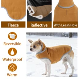 Reversible Dog Coat For Winter Fleece Warm Puppy Jacket With Leash Hole Waterproof Pets Jacket For Small Medium Dogs Chihuahua