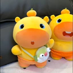 Plush Doll Orange Capybara Lulu Soft Stuffed Toy Pufferfish Crossbody Bag Throw Pillow For Sofa Home Decoration Adult Gift