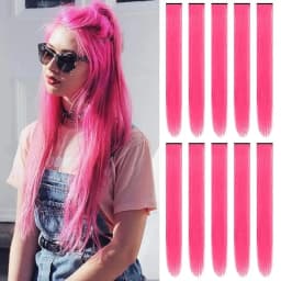 1 5 11 Pcs/lot Clip in Hair Extensions Multi-Colors Highlights Synthetic Hair 22 inch Rainbow Hairpieces for Girls Women Kids