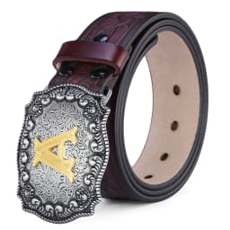 Western Belt Men Genuine Leather Belts for Men Women Cowboy Cowgirl Big Letters Buckle Gold Male Belts Long Black Brown Quality