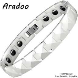 ARADOO Premium Ceramic Titanium Steel Bracelet for Men Women with Hematite Magnetic Therapy Wristband Jewelry Gifts