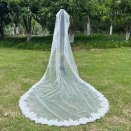 Customized 1 Tier Mantilla Wedding Veil 3M Long Full Lace Edge Cathedral Bridal Veils Wedding Accessories Doda Velo De Novias