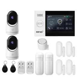 PGST WiFi 4G GSM Alarm System Works with TUYA Smart Life for Home Security with PIR Wireless Solar Siren Works with Aleax