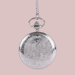Silver Fine Chain Large Starry Hollow Classical Pocket Watch With Five Pointed Star Relief Hollow Retro Silver Pocket Watch