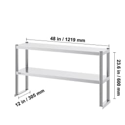 SucceBuy Stainless Steel kitchen worktable Overshelf with Height Adjustable Overshelf Prep Work Table for Kitchen Restaurant