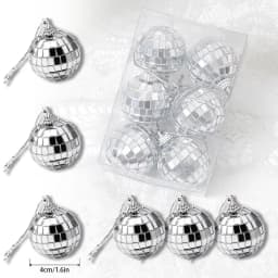 20PCS 4D Silver Ball Party Mirror Ball Cool Reflective Christmas Tree Decoration Suitable for Wedding Parties Dance Music