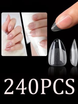 ARTAUG 240PCS Short Press On Nails Square White Gel Lucency Fake Nails Full Cover Fake Nail Set Press On Summer Cheap Nails