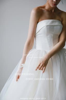 LISM Elegant Strapless A Line Korea Wedding Dresses Fairy Tulle Bow Bridal Gown Photo Shoot Sleeveless Customised Bridal Dresses