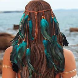 Boho Feather Headband Hippie Headband Gypsy Feather Headpiece Indian Costume Headwear Hair Accessory for Women