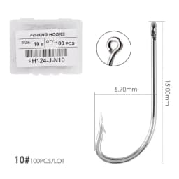 100pcs Silver Hooks High Carbon Steel Big Long Shank Fishing Hooks Sea Pint Hook Fishhook Set with Eyes Barb Fishing Accessories