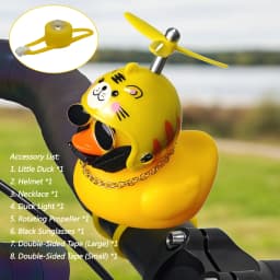 Bicycle Bell Yellow Duck Cartoon Little Yellow Ducks Helmet Head Light Shining Duck Bicycle Bells Handlebar Bicycle Accessories