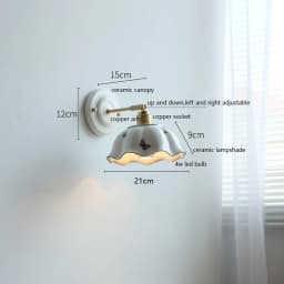 IWHD White Ceramic LED Wall Light Fixtures Copper Arm Socket Bedroom Living Room Beside Lamp Modern Wandlamp Applique Murale