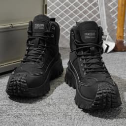 Men's Thick-Soled High-Top Boots, Non-Slip and Wear-Resistant, Suitable for Outdoor Hiking and Everyday Casual Wear