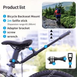 Camsteer Bicycle Backseat Mount 3rd Person View GoPro 13 12 Camera Brackets for Insta360 X6 X5 AcePro DJI Osmo360 Action 6 5Pro