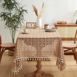 Luxury Crochet Diamond Solid Tablecloth Hollow Non-Slip Lace Table Cover for Wedding Banquet American Wear-Resistant Home Decor