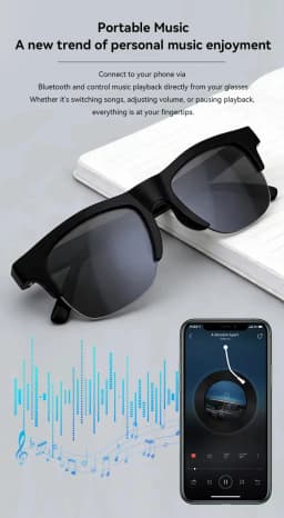 Lenovo Wireless Bluetooth Smart Sunglasses 4K Touch Control Remote Camera Video Recorder AI Translator Built-in Voice Assistant