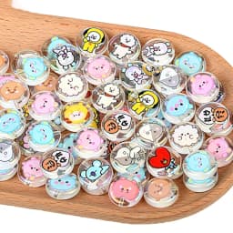 BT21 Beads 10pcs Through-hole Flat Beads 24mm Random Style DIY Products Cartoon DIY Phone Rope Accessories