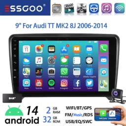 9" Android 14 Car Stereo Radio Multimedia Video Player For Audi TT MK2 8J 2006-14 Carplay Android Auto GPS Navigation BT FM Wifi