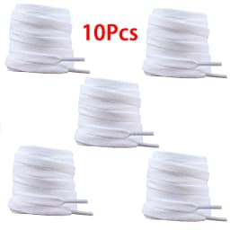 2Pcs/6Pcs/10Pcs 8mm Wide Flat Shoelaces for Sneakers - Quality Solid Color Shoe Laces - Classic White & Black