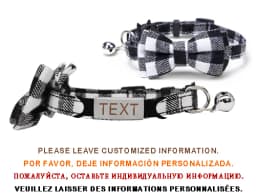 Personalized Cat Collar Name ID Bowknot Safety Breakaway Bow Tie Buckle Plaid Chihuahua Necklace Elastic Adjustable Dog Collar