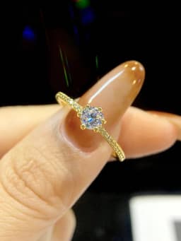 Sparkling 0.4CT Classic Real Moissanite Diamond Engagement Rings For Women Gift Wedding Fashion Elegant Top Quality Jewelry