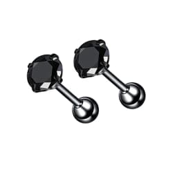 3-8mm Small Black Silver Color Earrings Stone CZ Crystal Ear Studs Surgical Steel Cubic Zirconia Helix Earring Women Accessories